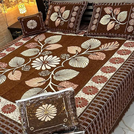 Polish Brown Premium quality velvet King Bedsheet 4pcs